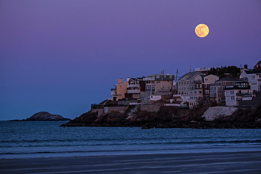 The Full Moon Rises over Little Nahant and Egg Rock Nahant Massachusetts Photograph by Toby McGuire