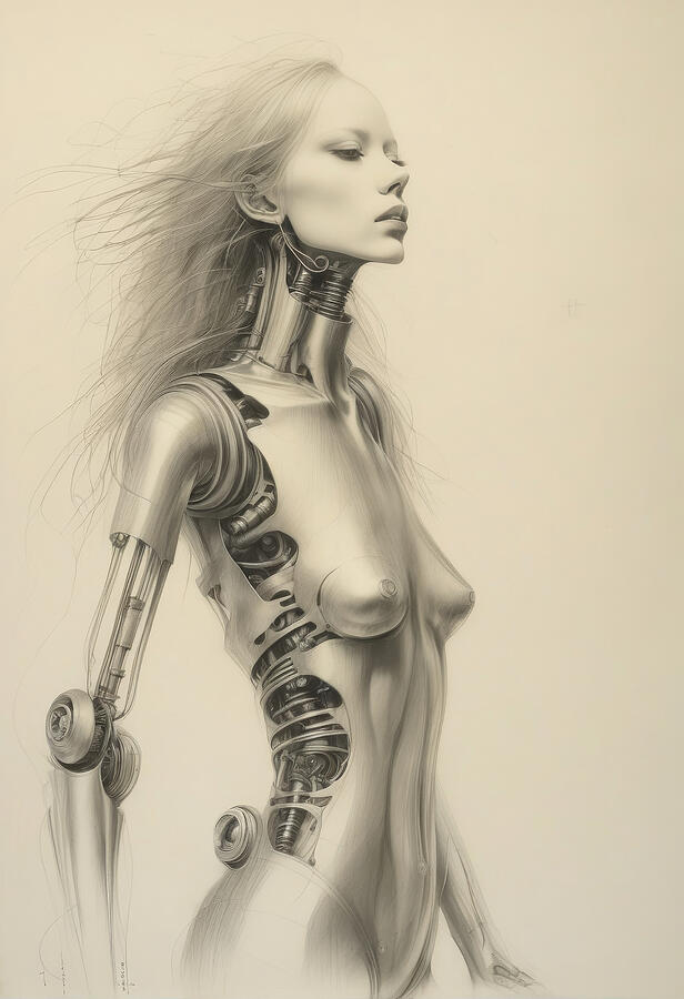 Cyborg Drawing - The Future belongs to me No.1 by My Head Cinema