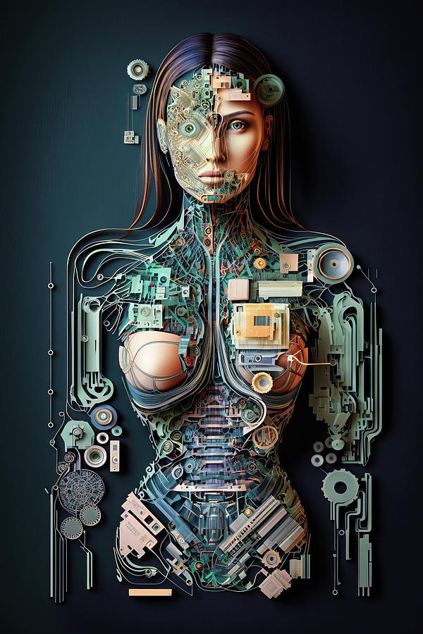 The Future of AI 02 Robot Woman Digital Art by Matthias Hauser