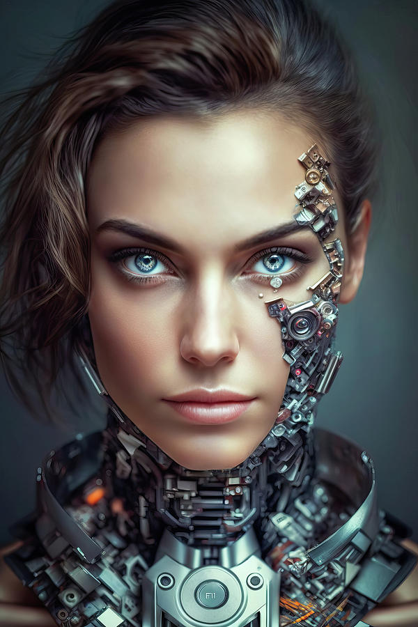 The Future of AI 09 Beautiful Woman Cyborg Digital Art by Matthias Hauser