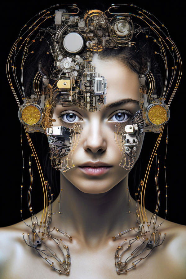 The Future of AI 16 Female Cyborg Digital Art by Matthias Hauser