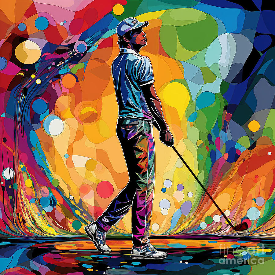 Atomic Golfer - 03 Mixed Media by Olivera Cejovic