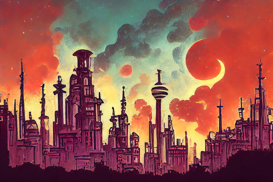 The Galactic City, 06 Painting by AM FineArtPrints