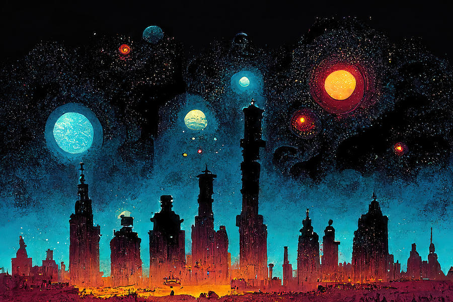 The Galactic City, 08 Painting by AM FineArtPrints