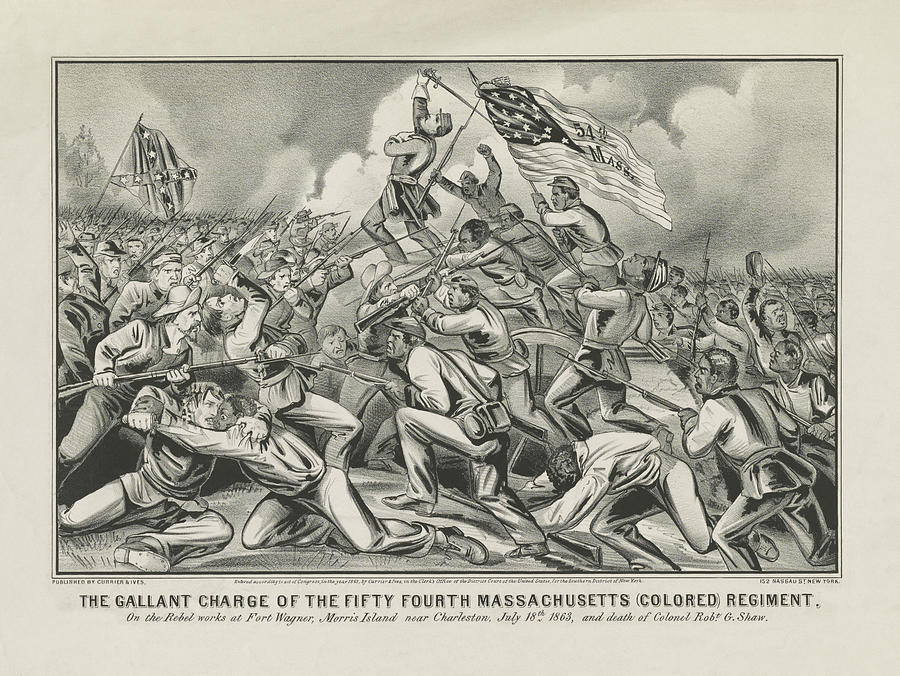 The Gallant Charge Of The Fifty Fourth Massachusetts - Civil War Drawing by War Is Hell Store