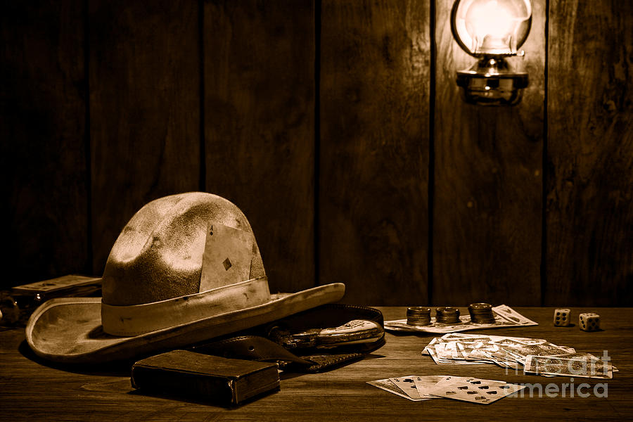 The Gambler Hat - Sepia Photograph by Olivier Le Queinec