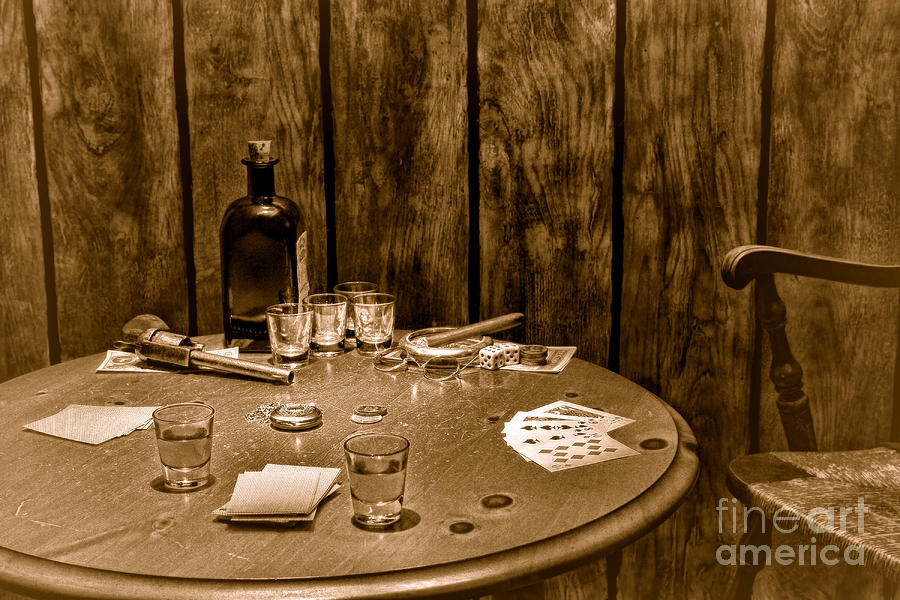 The Gambling Table - Sepia Photograph by Olivier Le Queinec