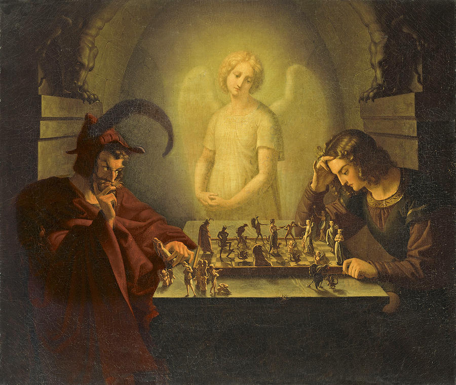 The game of life Painting by Attributed to Moritz Retzsch