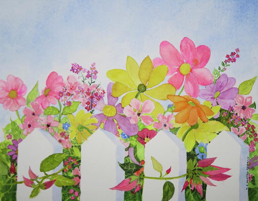 The Garden Fence Painting by Mary Ellen Mueller Legault