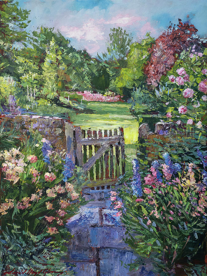The Garden Gateway Painting by David Lloyd Glover