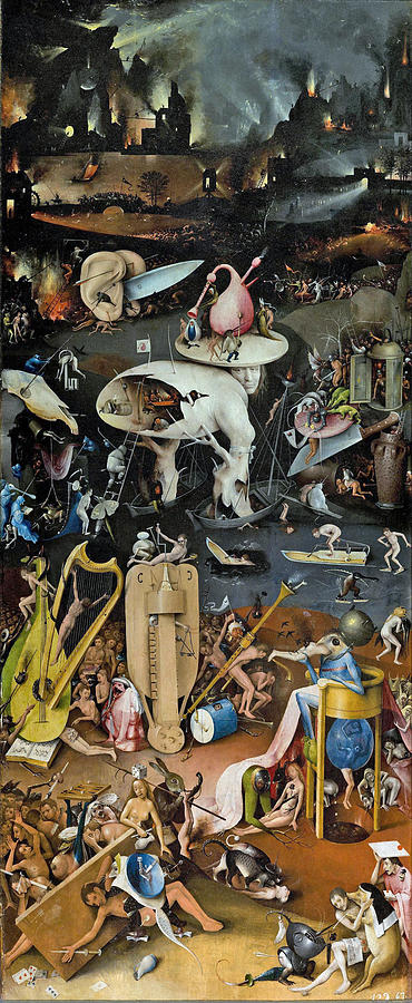 Hieronymus Bosch Painting - The Garden of Earthly Delights - Hell by Long Shot