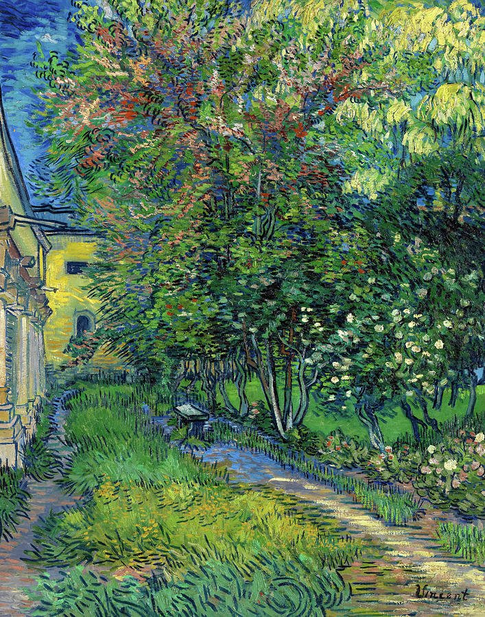 Vincent Van Gogh Painting - The garden of the asylum at Saint-Remy by Vincent van Gogh