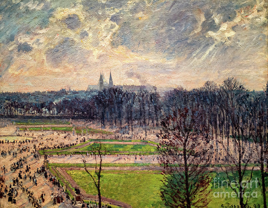 The Garden of the Tuileries on a Winter Afternoon 1 by Camille P Painting by M G Whittingham
