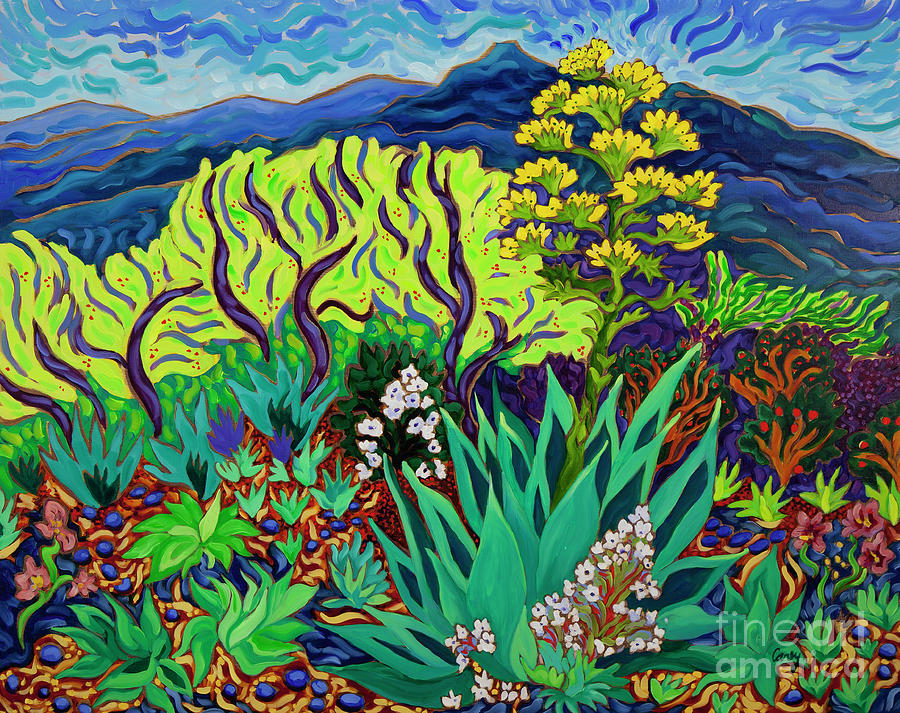 Flower Painting - The Garden on the Hill by Cathy Carey