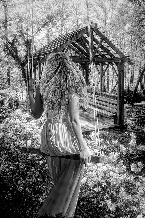 The Garden Swing in Black and White Photograph by Debra and Dave Vanderlaan