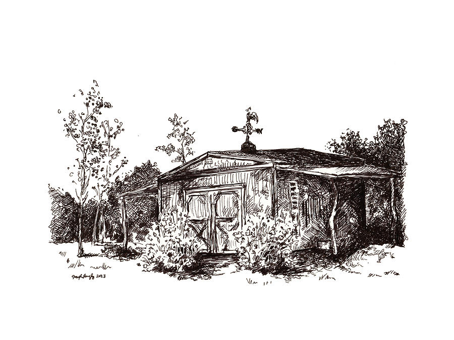 The Gardening Shed - October 2023 Drawing by Joseph A Langley