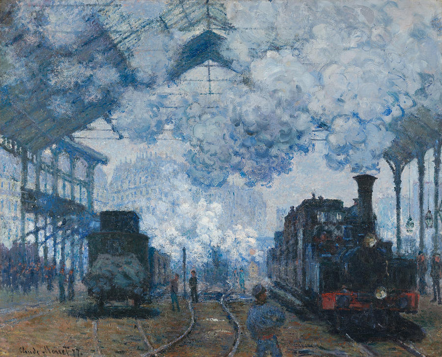 The Gare Saint-Lazare, Arrival of a Train - Claude Monet Painting by Aesthetics Store The Gare Saint-Lazare, Arrival of a Train - Claude Monet Painting by Aesthetics Store