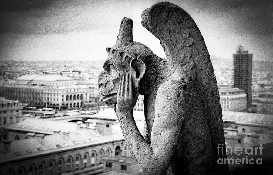 The Gargoyle  of Noter dame cathedral  of Paris by Cyril Jayant  photograp Photograph by Cyril Jayant