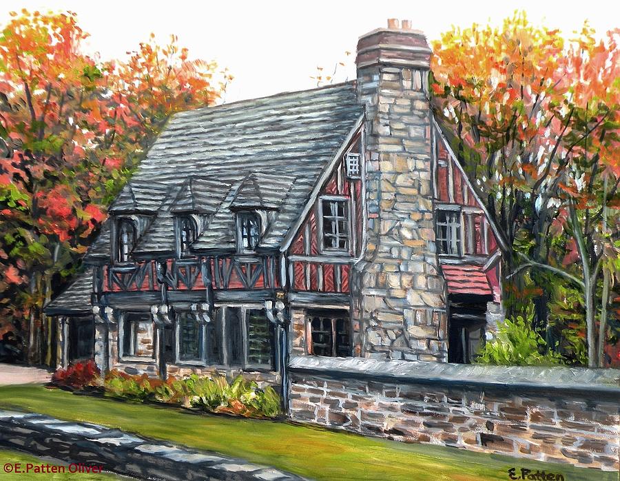 The Gate House, Jordan Pond Painting by Eileen Patten Oliver