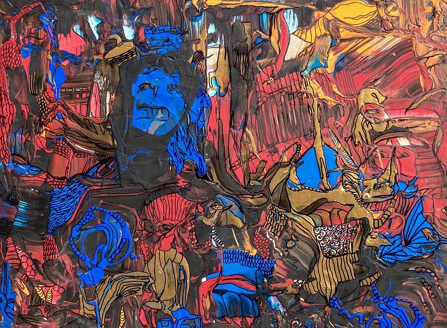 The Gatekeeper - A Mixed Media Exploration Painting by Evjenia Psarris The Gatekeeper - A Mixed Media Exploration Painting by Evjenia Psarris