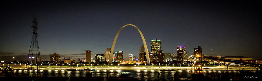 The Gateway Arch Panorama St Louis Missouri Night Photography Cityscape Art Photograph by Reid Callaway