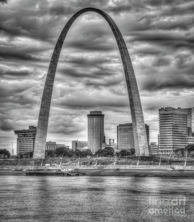 The Gateway Arch River View B W St Louis Missouri Cityscape Art Photograph by Reid Callaway