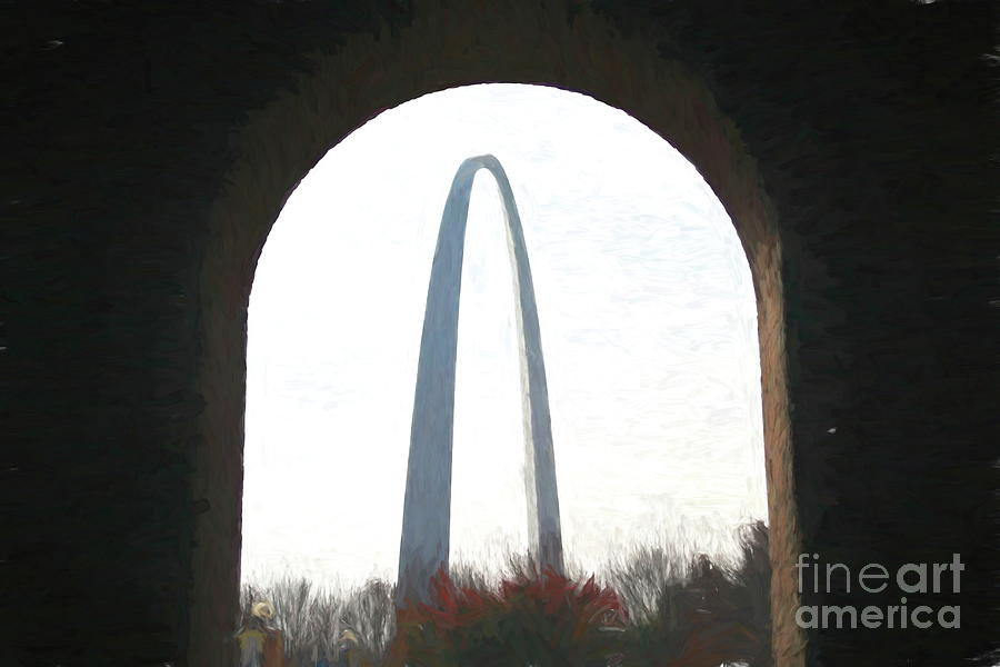 Sunset Photograph - The Gateway Arch - St. Louis, MO - Cezanne by Chris Mautz