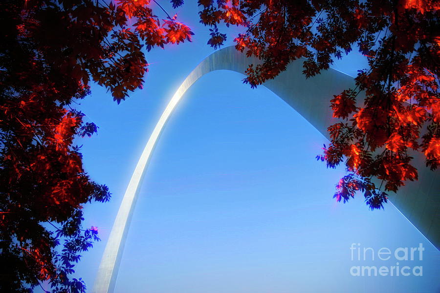Sunset Photograph - The Gateway Arch - West View - City Flare by Chris Mautz