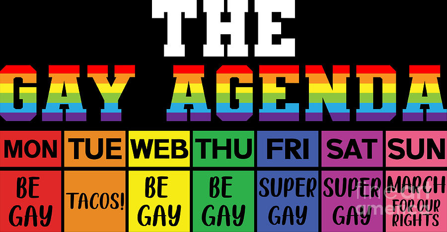 The Gay Agenda Funny Lgbtq Support Rainbow Flag Pride Month Digital Art