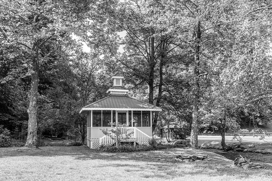 The Gazebo at Hidden Valley Black and White Photograph by Debra and Dave Vanderlaan