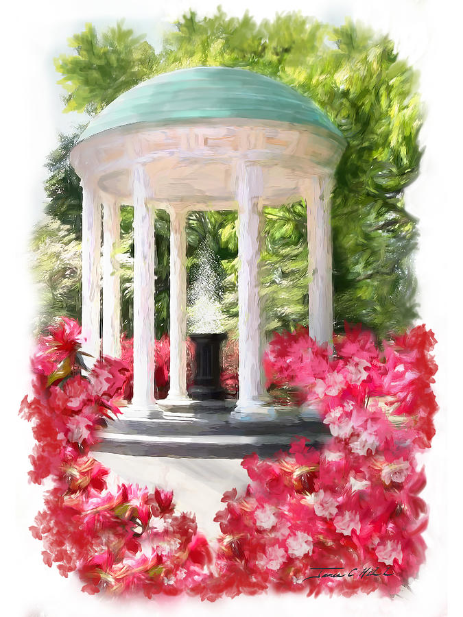 The Gazebo Fountain at the Univsity of Chapel Hill Painting by James Hill