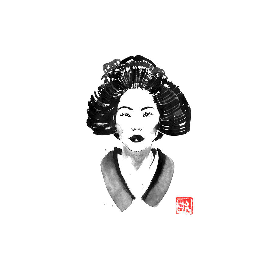 Geisha Drawing - The Geisha by Pechane Sumie