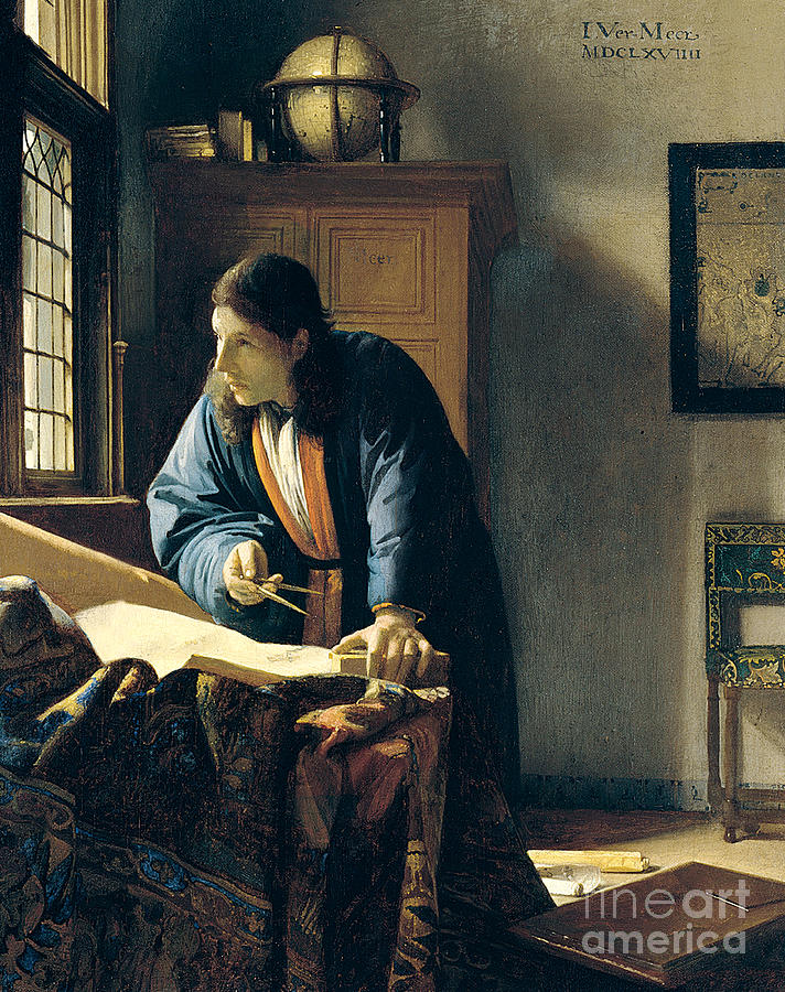 Jan Vermeer Painting - The Geographer by Vermeer by Jan Vermeer