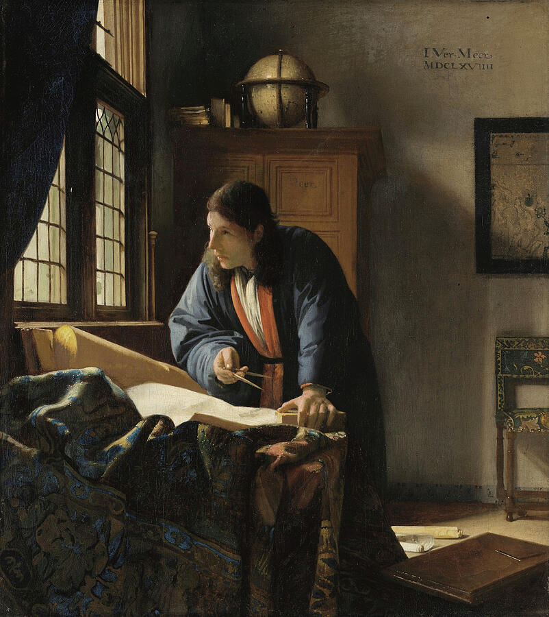 The Geographer, from year 1669 Painting by Jan Vermeer The Geographer, from year 1669 Painting by Jan Vermeer