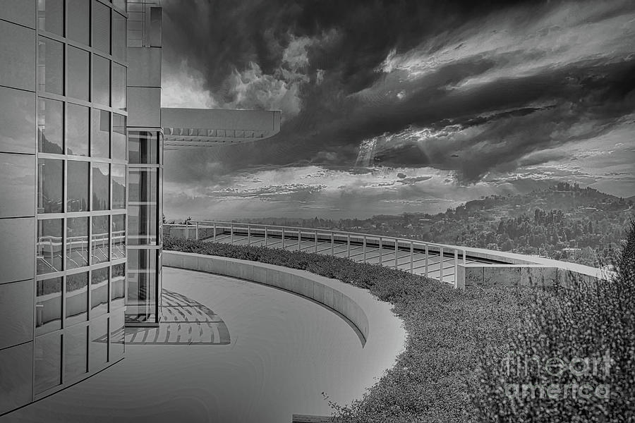 The Getty Architecture Black White Los Angeles  Photograph by Chuck Kuhn