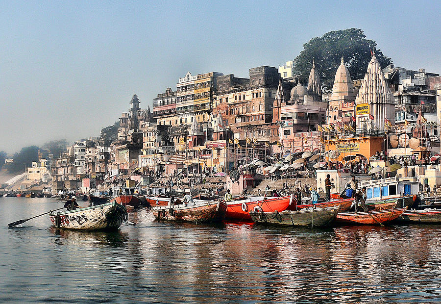 The Ghats of Varanasi by the Ganga River in Uttar Pradesh, India Photograph by Photo by Victor Ovies Arenas