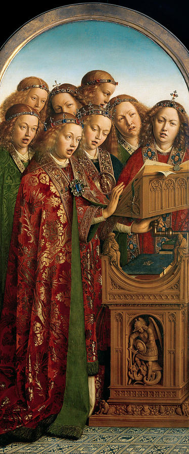 Jan Van Eyck Painting - The Ghent Altarpiece Singing Angels  by Jan van Eyck