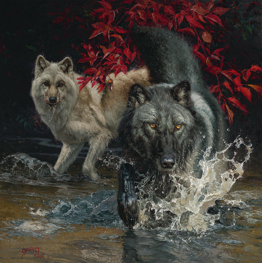 Wolves Painting - The Ghosts of Moosehead Creek by Greg Beecham