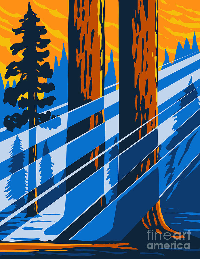 Nature Digital Art - The Giant Sequoia National Monument Located in the Southern Sierra Nevada in Eastern Central California USA WPA Poster Art by Aloysius Patrimonio