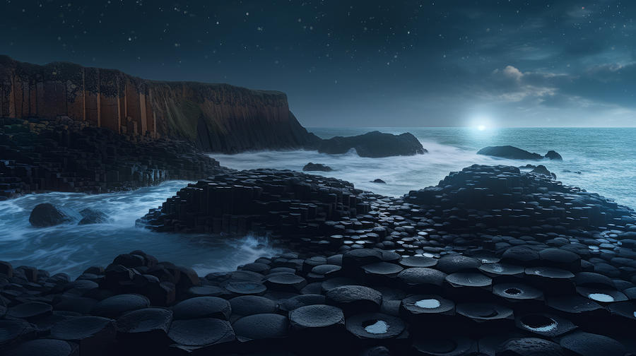 The Giants Causeway at Dusk Digital Art by James Lloyd The Giants Causeway at Dusk Digital Art by James Lloyd
