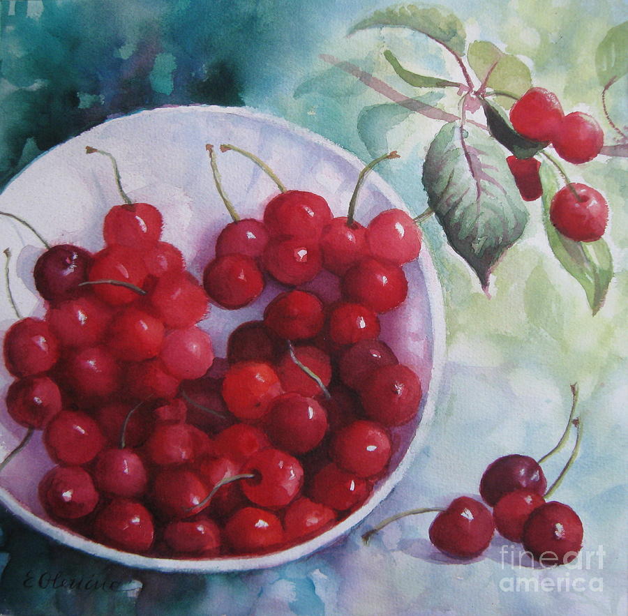 Fruit Painting - The gift of nature - Cherries by Elena Oleniuc
