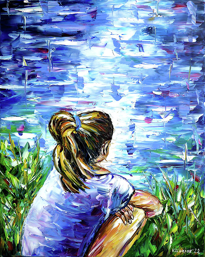 The Girl By The Lake Painting by Mirek Kuzniar