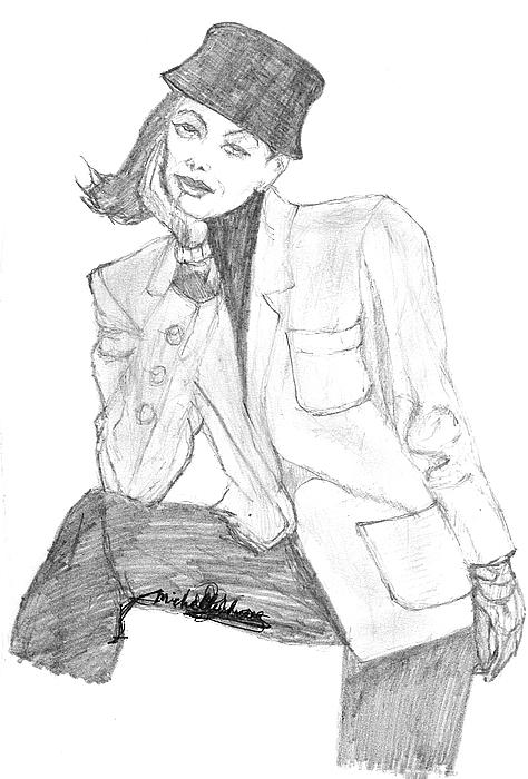 The Girl in Hat and Jacket Drawing by Michelle Gilmore