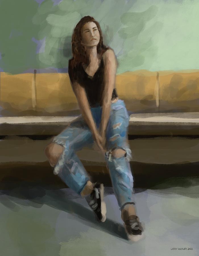 The Girl In Torn Jeans Digital Art by Larry Whitler