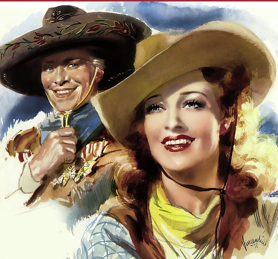 The Girl of the Golden West, 1938, movie poster base painting by Ted Vincentini Ireland. Painting by Movie World Posters