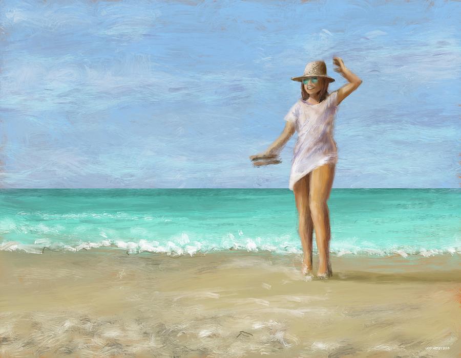 The Girl On The Beach Digital Art by Larry Whitler