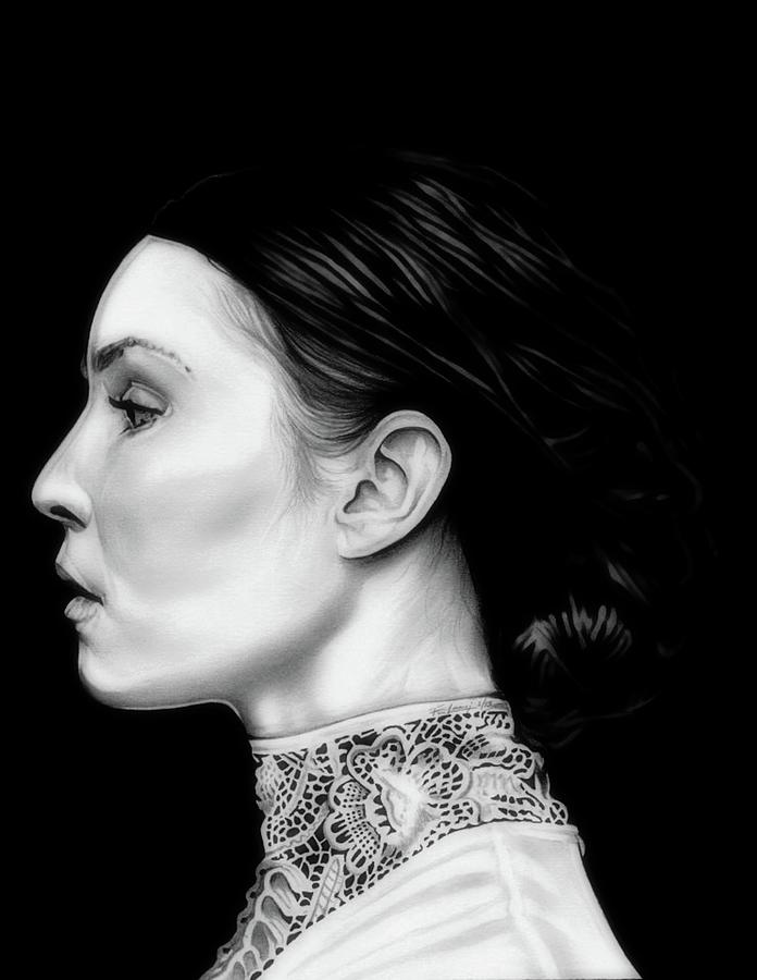 The Girl with the Dragon Tattoo - Noomi Rapace - Black and White Edition Drawing by Fred Larucci