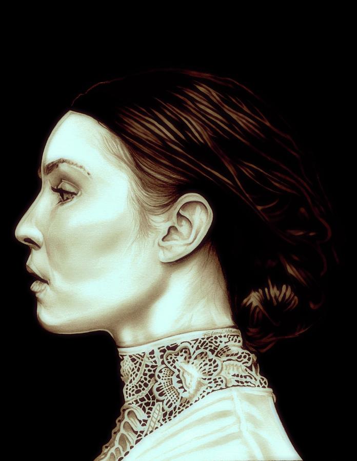 The Girl with the Dragon Tattoo - Noomi Rapace - Sepia Edition Drawing by Fred Larucci
