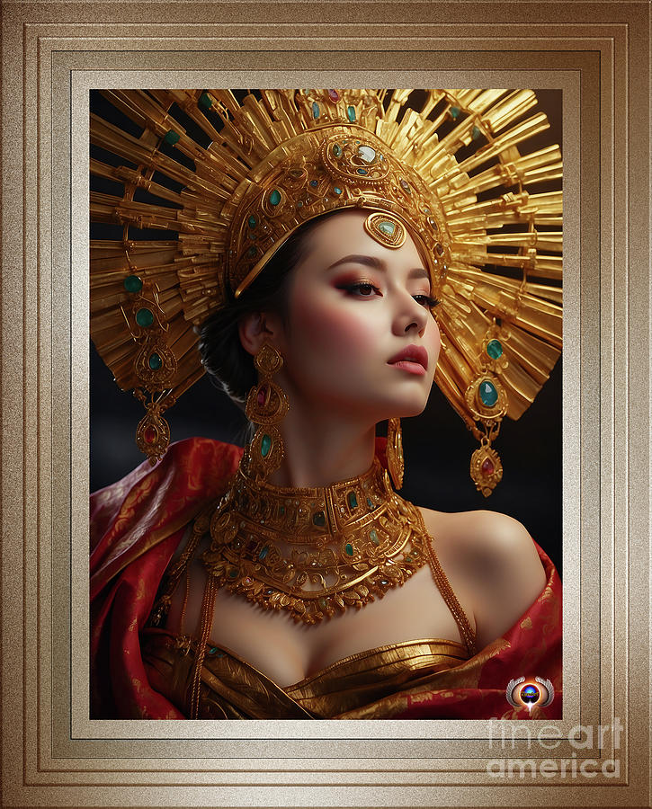 The Glamorous Golden Concubine Of Thelous Captivating AI Concept Art Portrait by Xzendor7 Painting by Xzendor7
