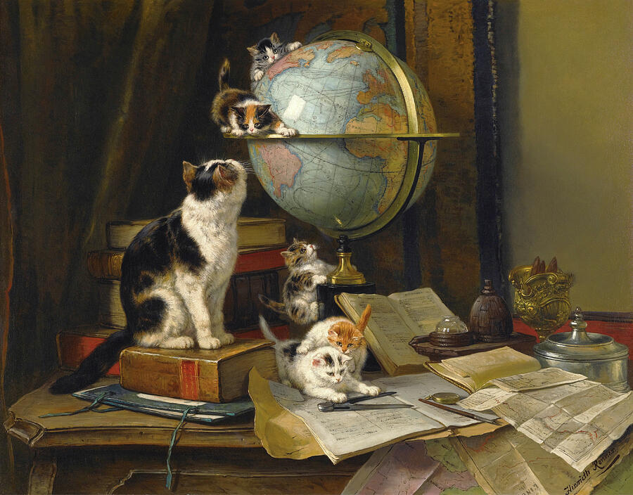 The Globetrotters 1883 Painting by Henriette Ronner-Knip